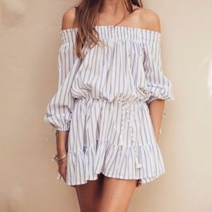 FAITHFULL THE BRAND Milos Stripe Off the Shoulder Dress